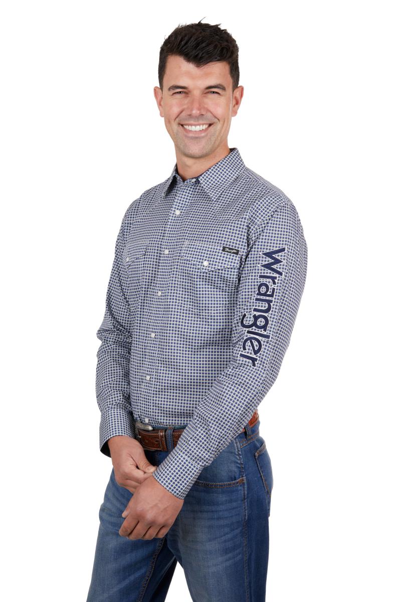 Wrangler Men's Peter Logo Long Sleeve Shirt - The Trading Stables