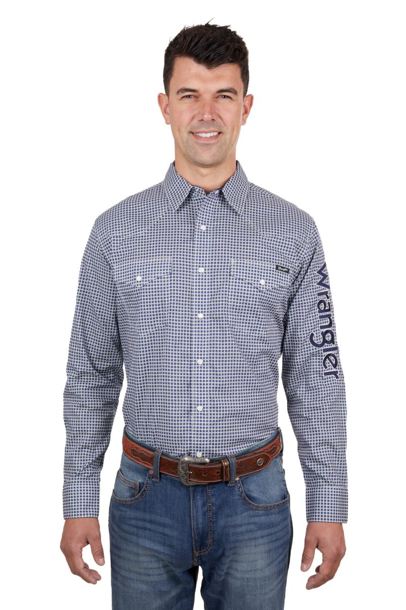 Wrangler Men's Peter Logo Long Sleeve Shirt - The Trading Stables