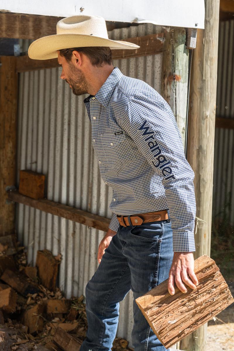 Wrangler Men's Peter Logo Long Sleeve Shirt - The Trading Stables