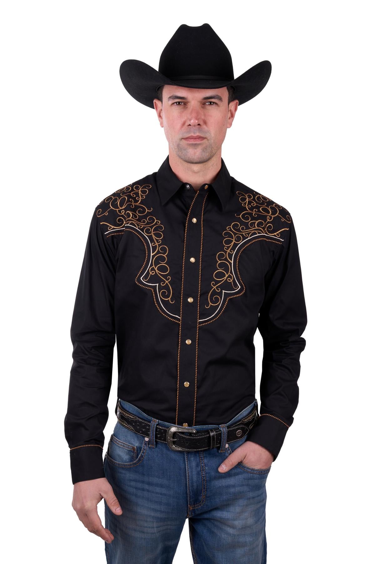 Wrangler Men's Rhys Embroidered Long Sleeve Shirt - The Trading Stables