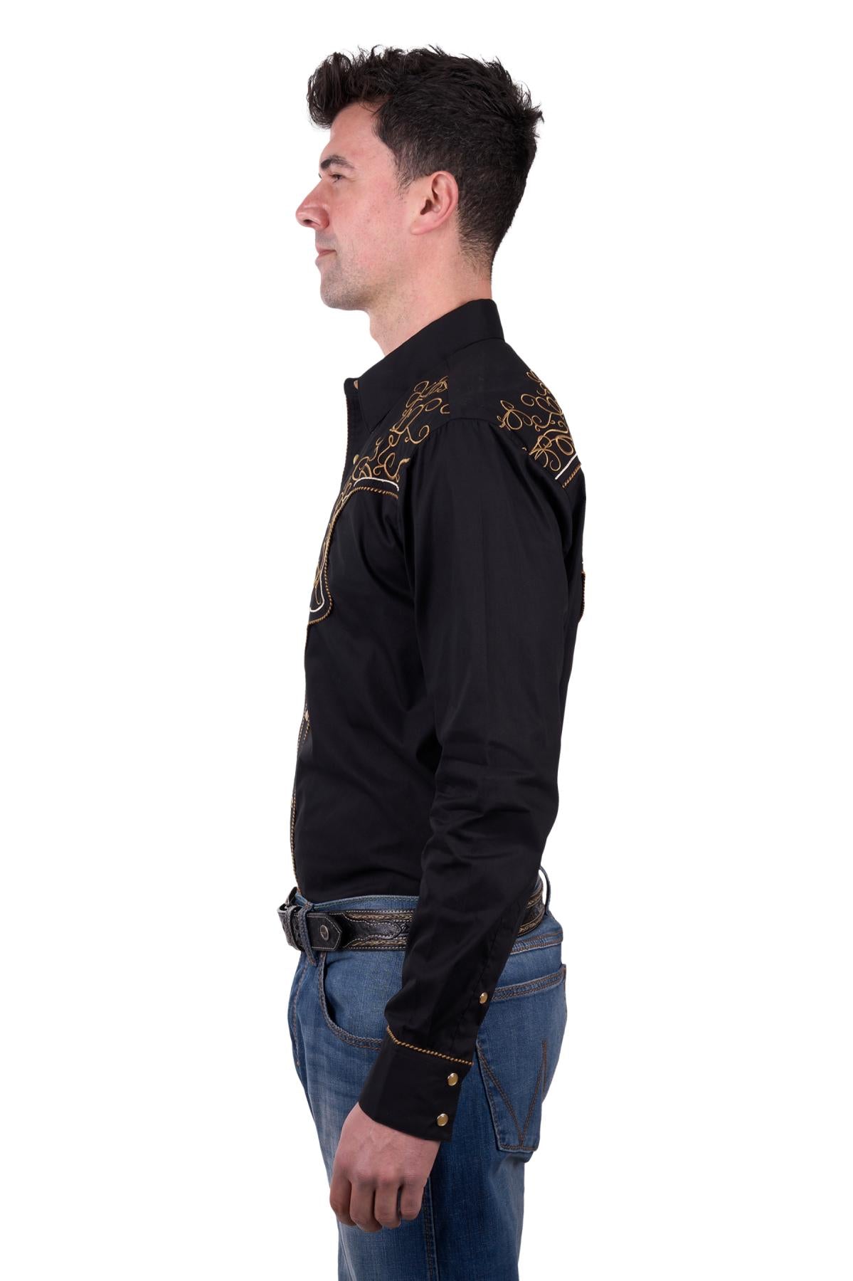 Wrangler Men's Rhys Embroidered Long Sleeve Shirt - The Trading Stables