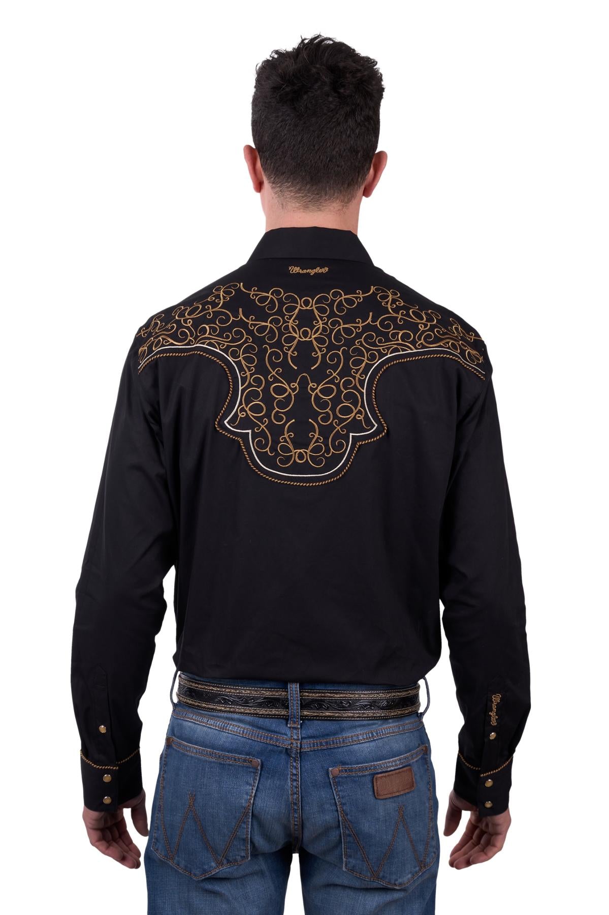Wrangler Men's Rhys Embroidered Long Sleeve Shirt - The Trading Stables