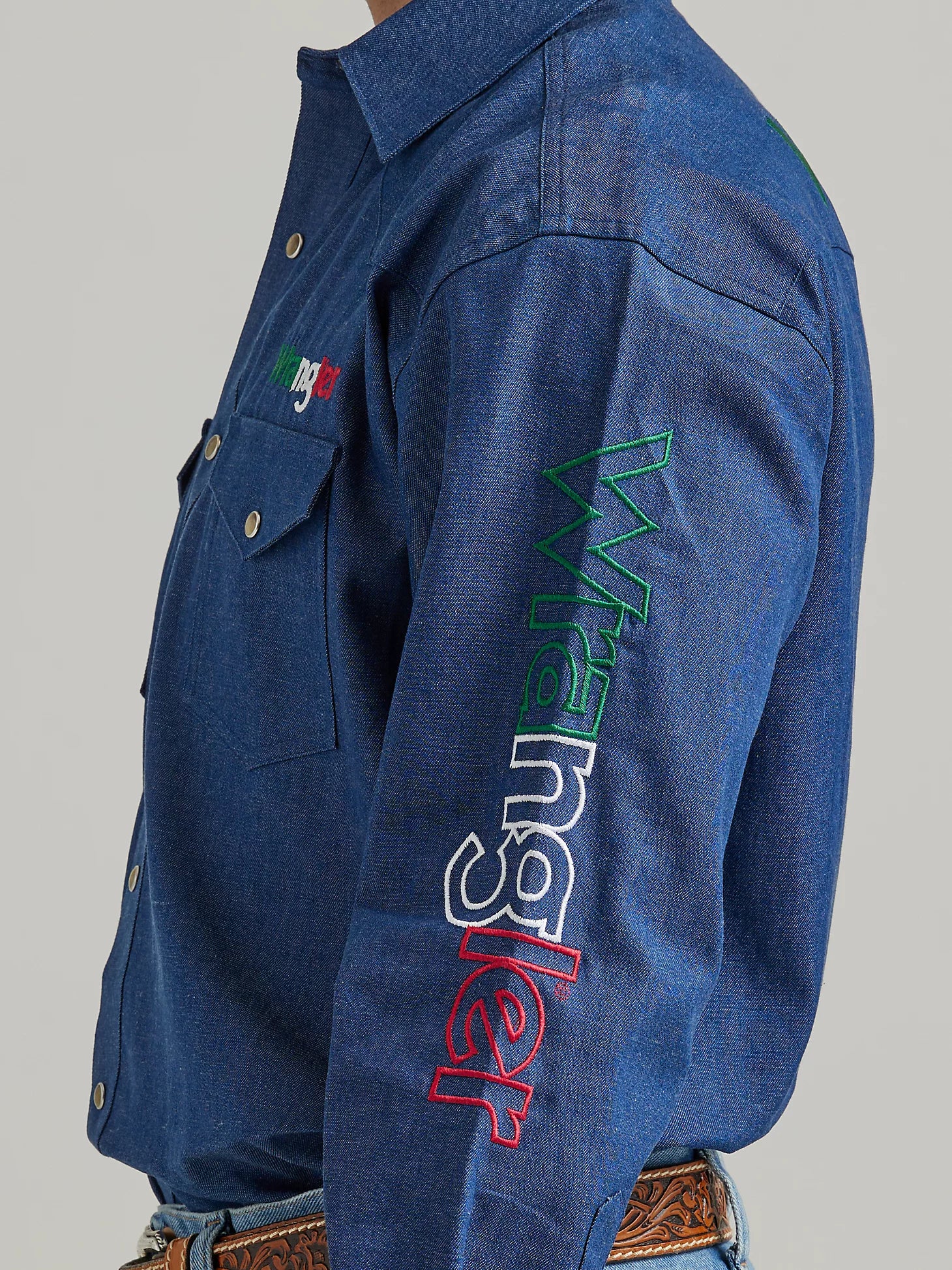 Wrangler Logo Mexico Long Sleeve Western Snap Shirt - The Trading Stables