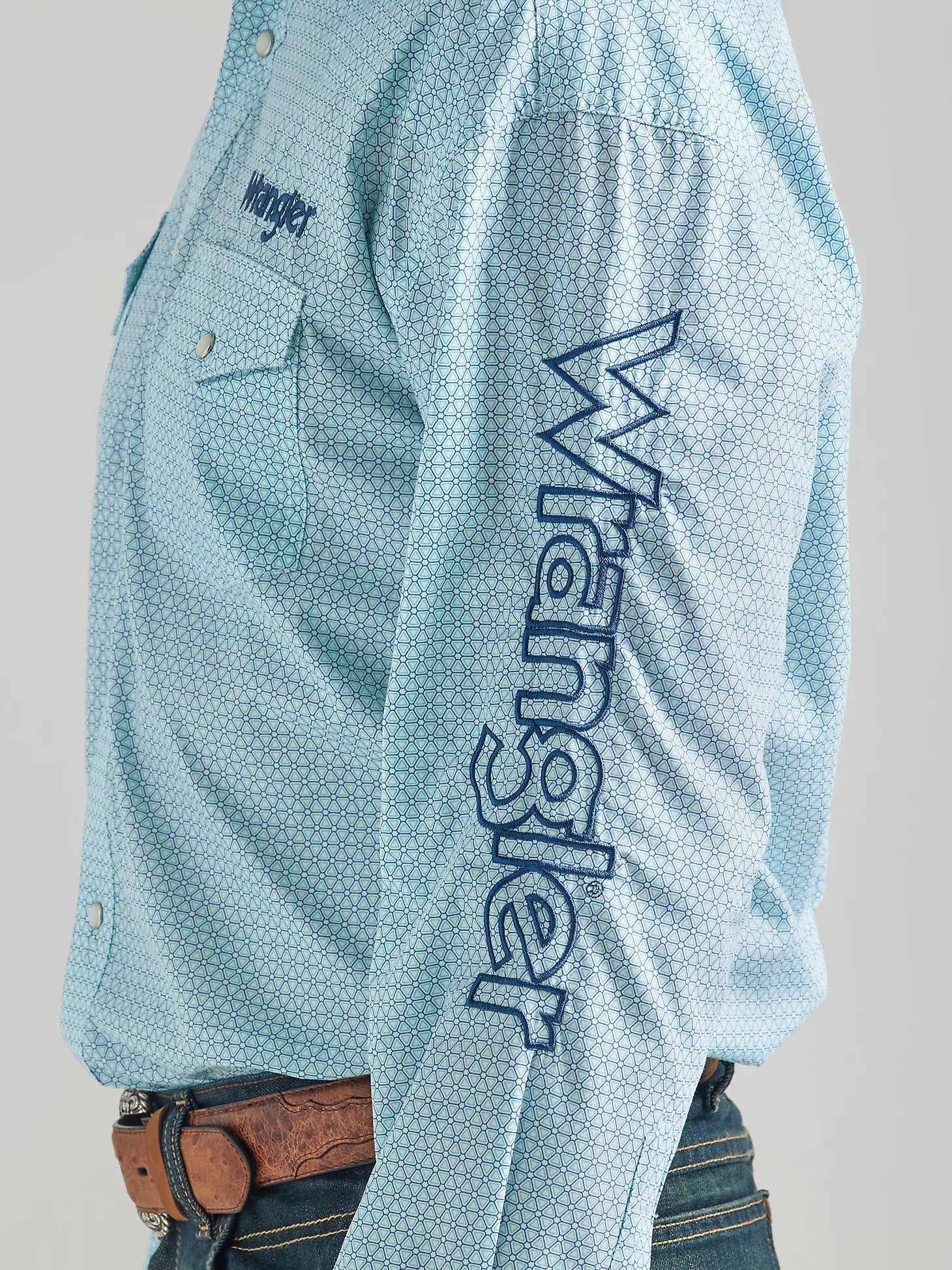 Wrangler Logo Western Long Sleeve Snap Shirt - The Trading Stables