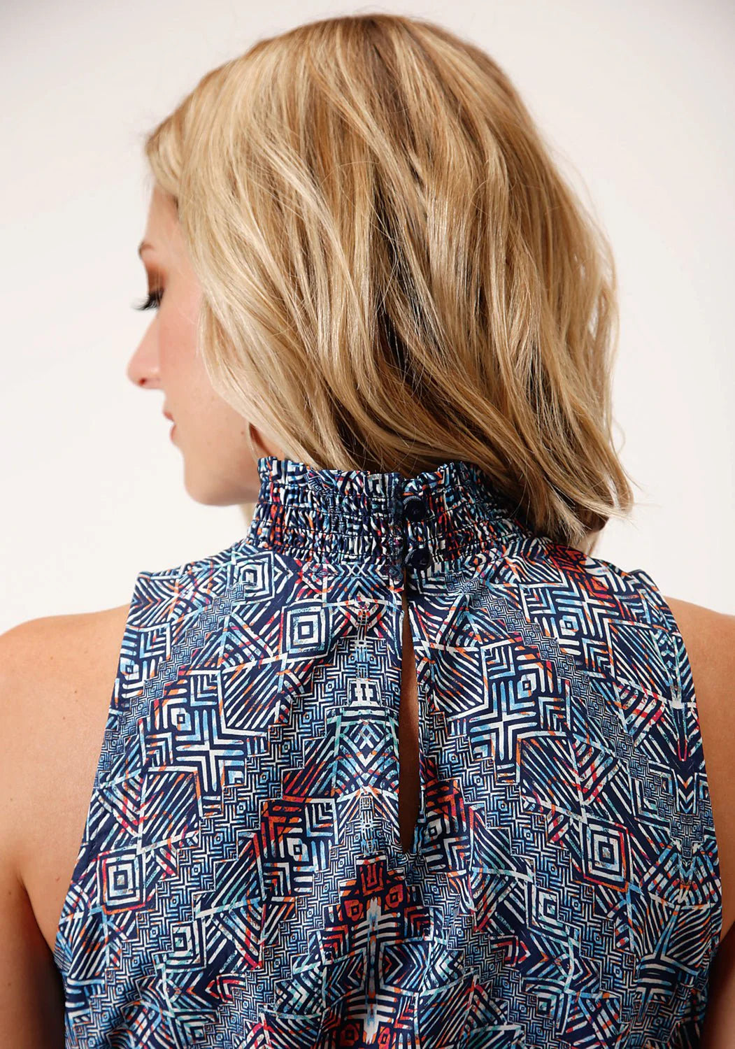 Roper Womens Blue Polyester Tribal Border  Hi-Lo Dress - The Trading Stables
