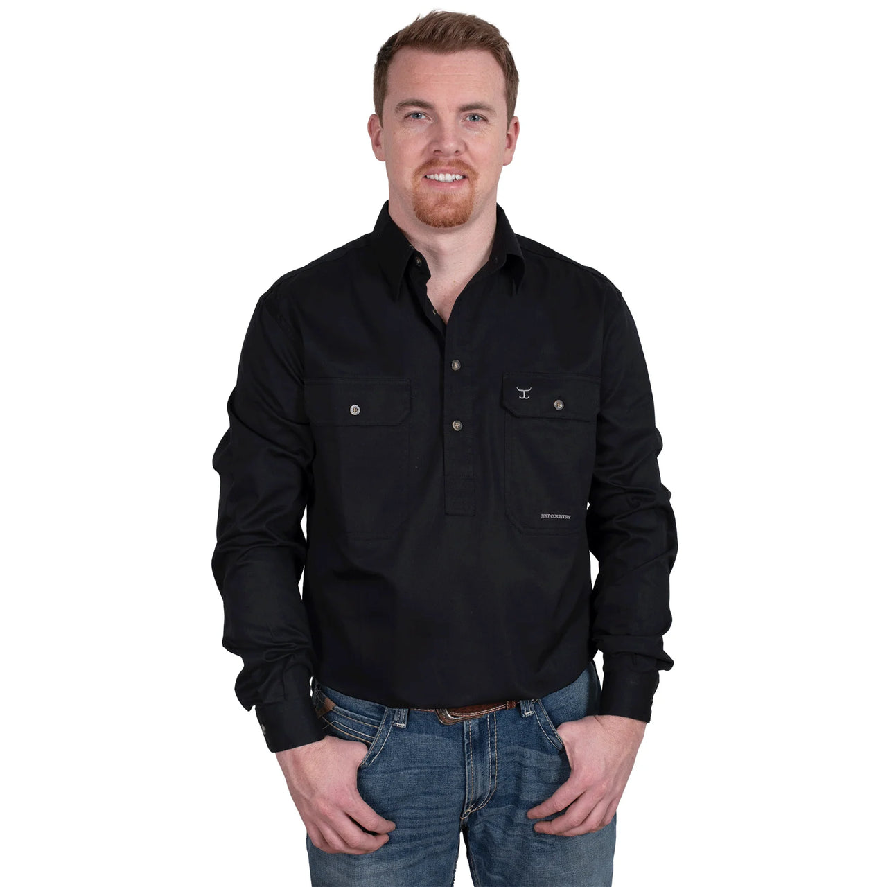 Just Country Men's Cameron Half Button Work Shirt