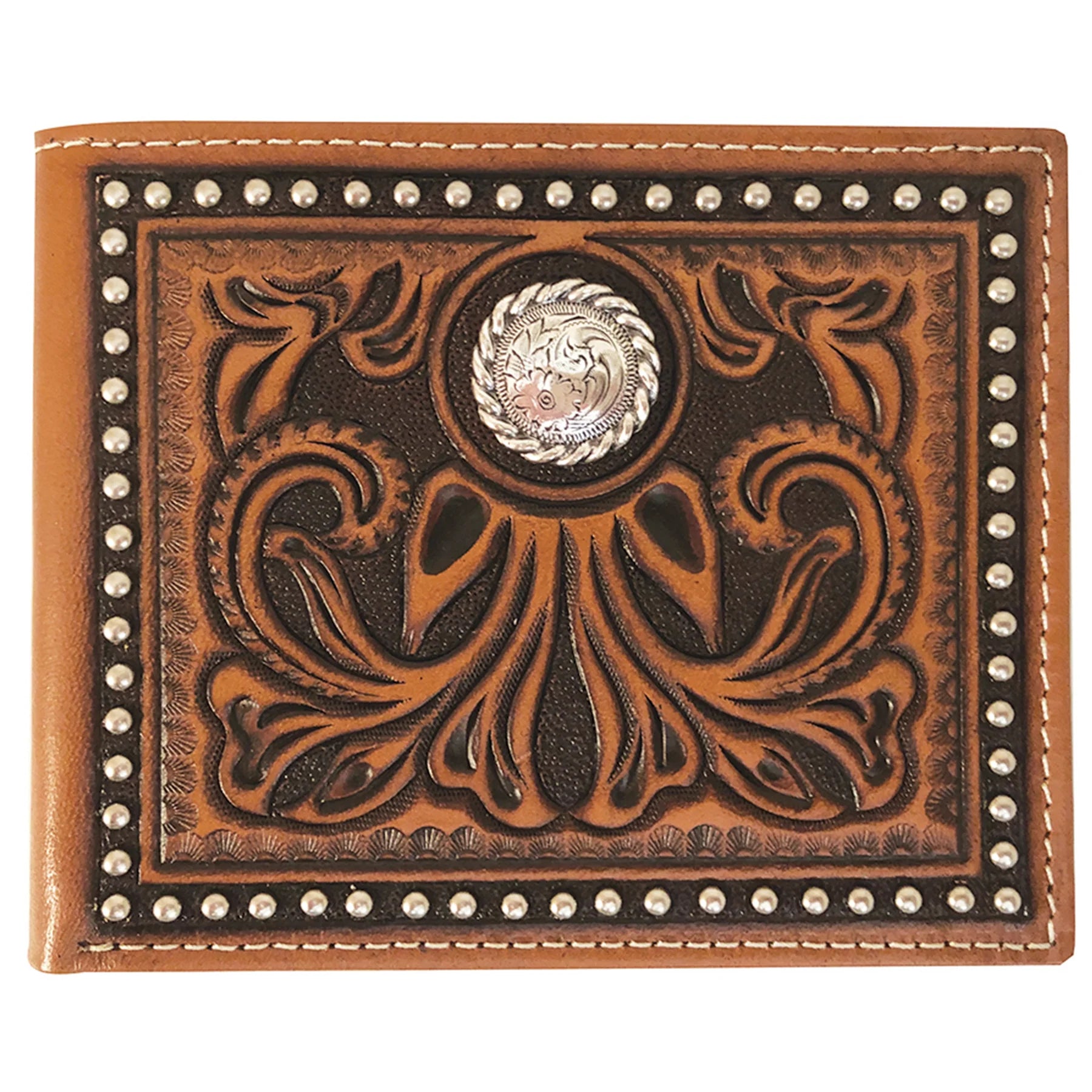 Roper Wallet - Bi-fold Tooled Leather - The Trading Stables