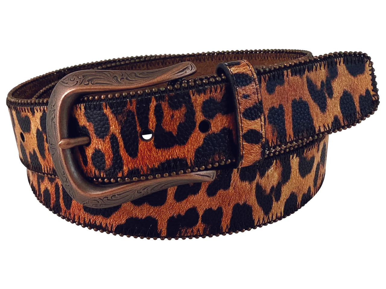 Roper Womens Leopard Print Leather Belt - The Trading Stables