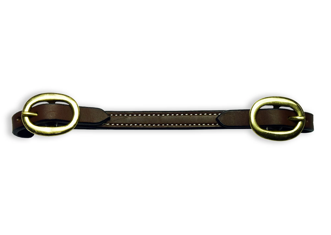 Ezy Ride Leather Curb Strap with Brass Buckles