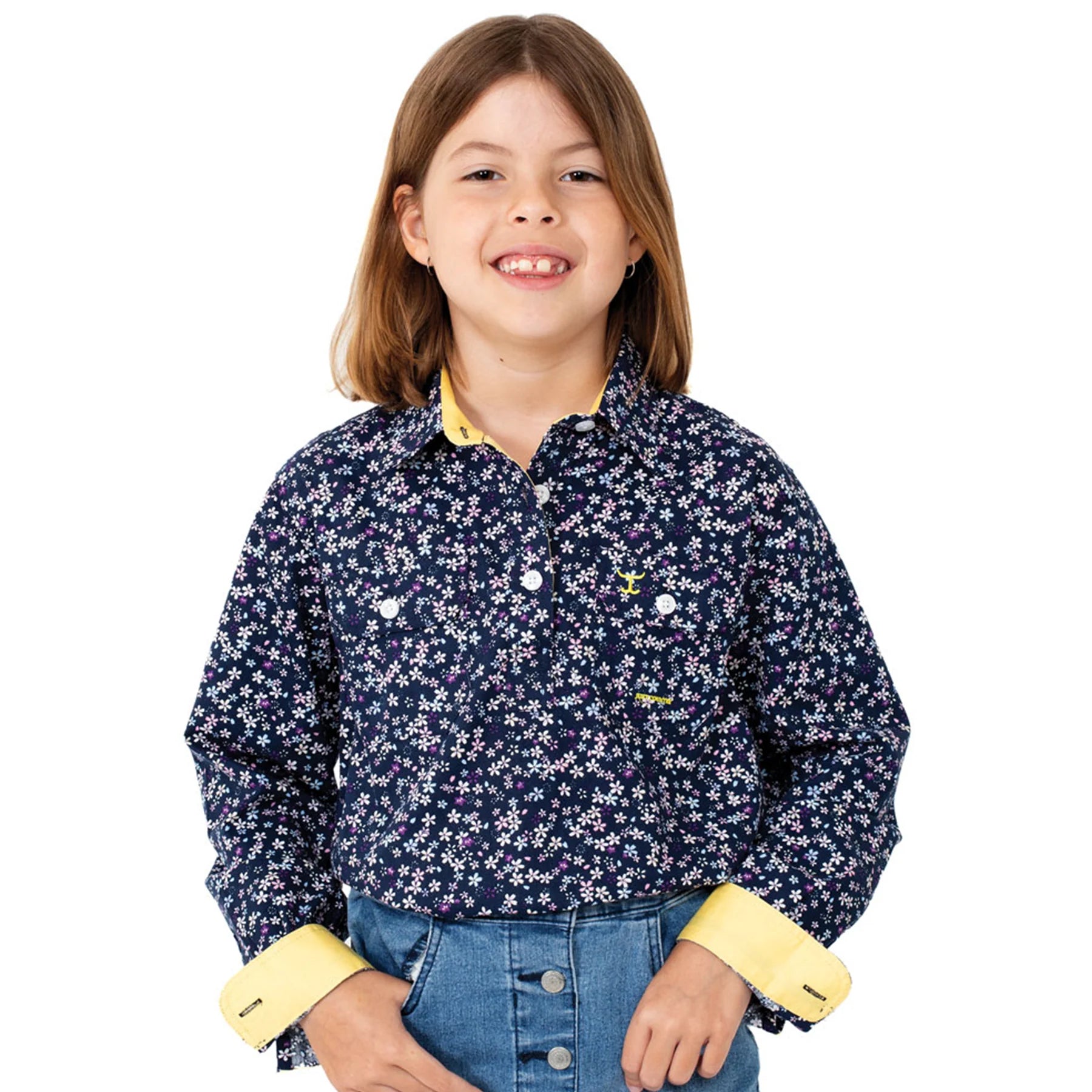 Just Country Girls Harper Half Button Work Shirt - The Trading Stables