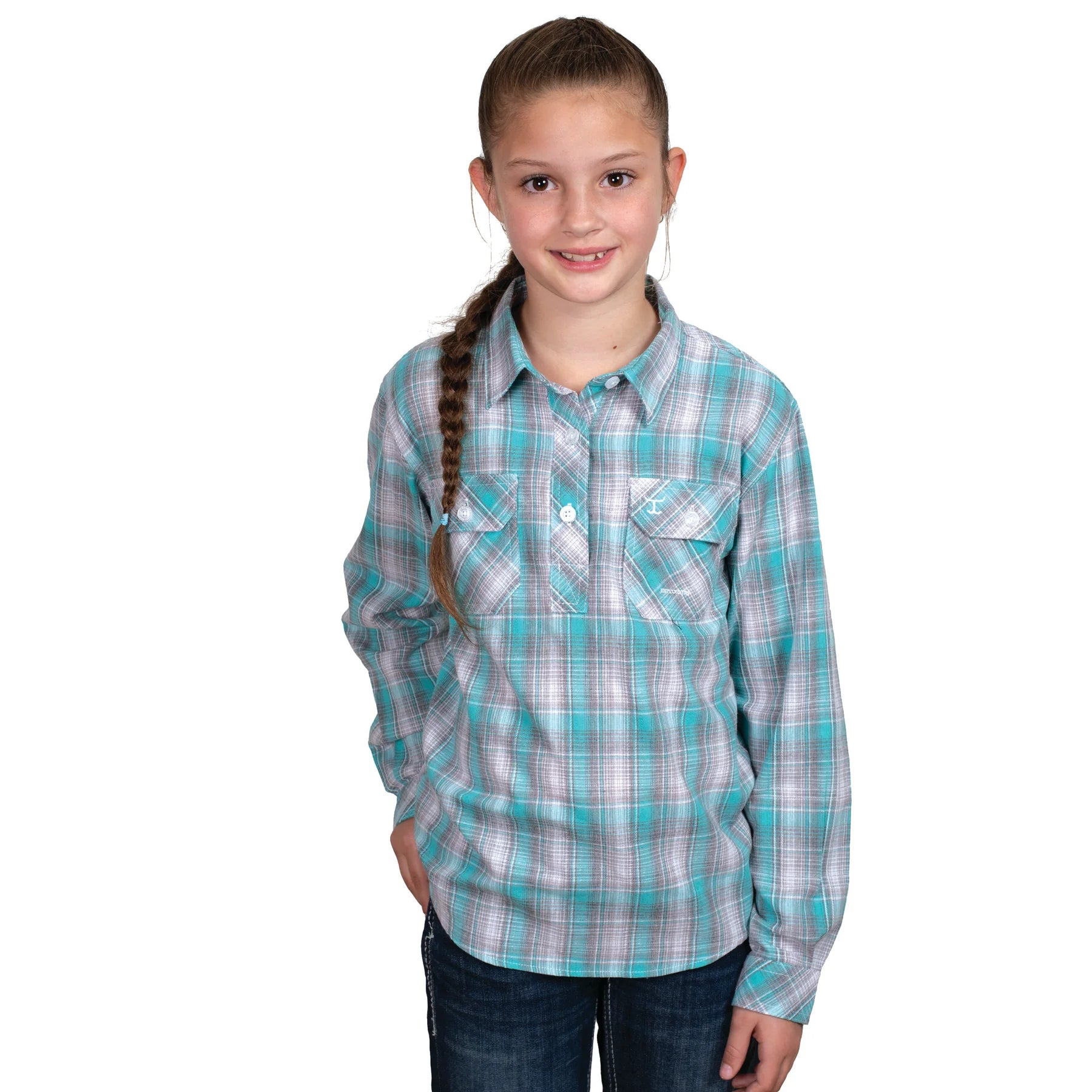 Just Country Girls Harper Half Button Print Workshirt - The Trading Stables