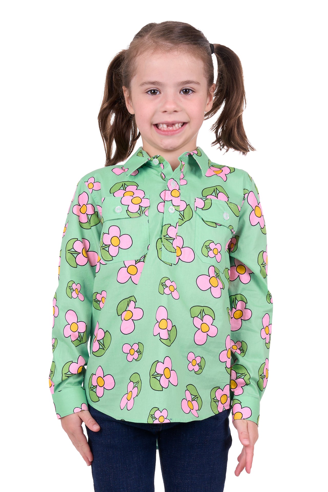 Hard Slog Kid's Candy Half Placket Long Sleeve Shirt