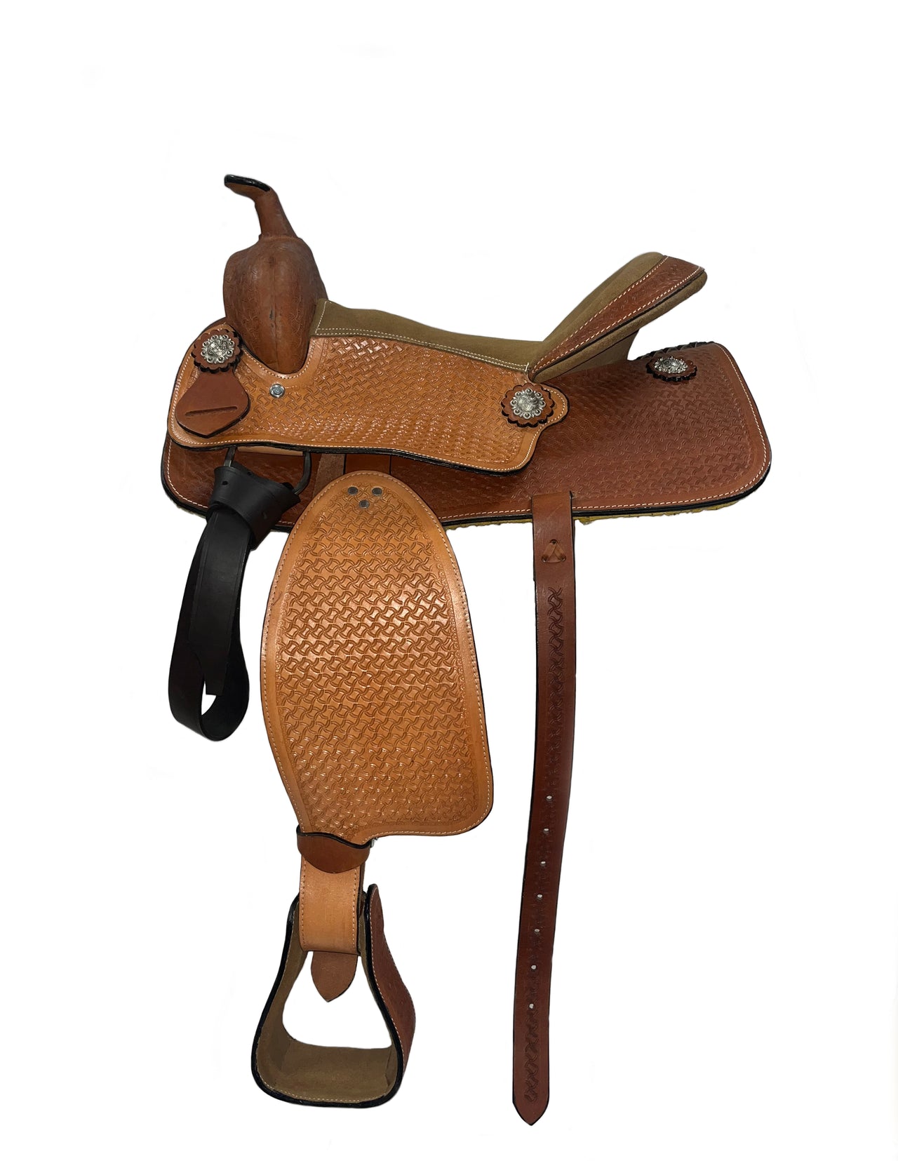 Chetak Tooled Leather and Suede Western Saddle