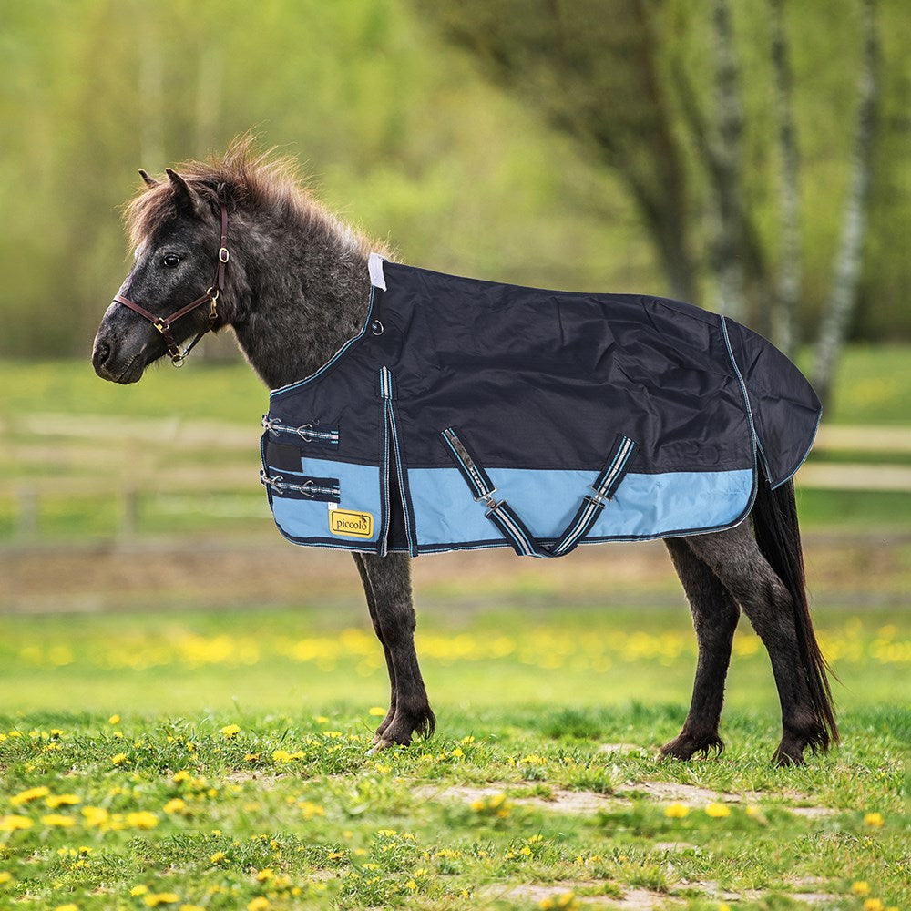 Piccolo Mini 600D Turnout Rug - Navy/Baby Blue