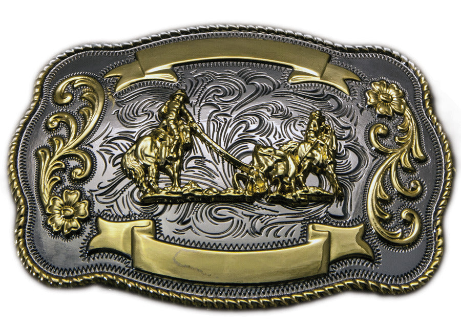 Team Roping Belt Buckle