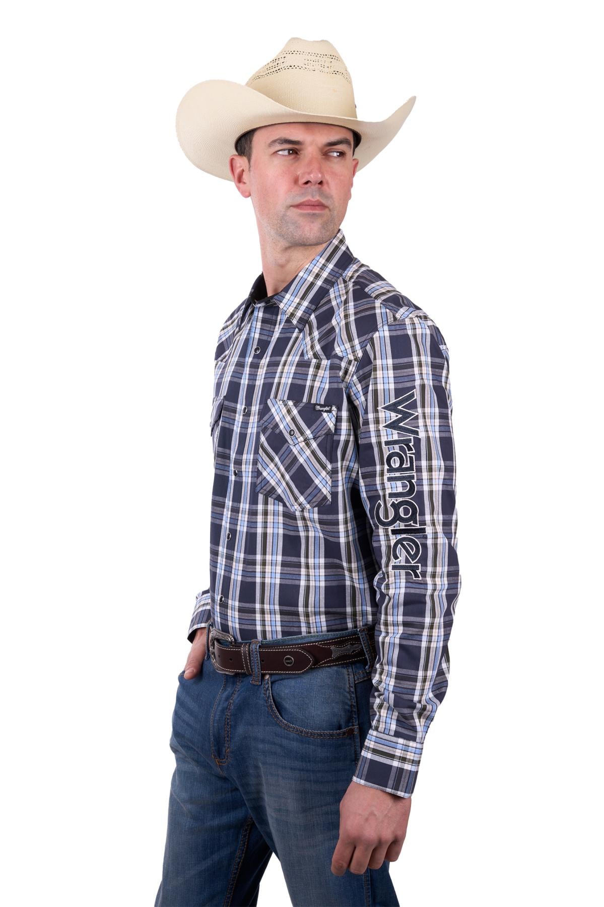 Wrangler Men's Finn Logo Long Sleeve Shirt - The Trading Stables
