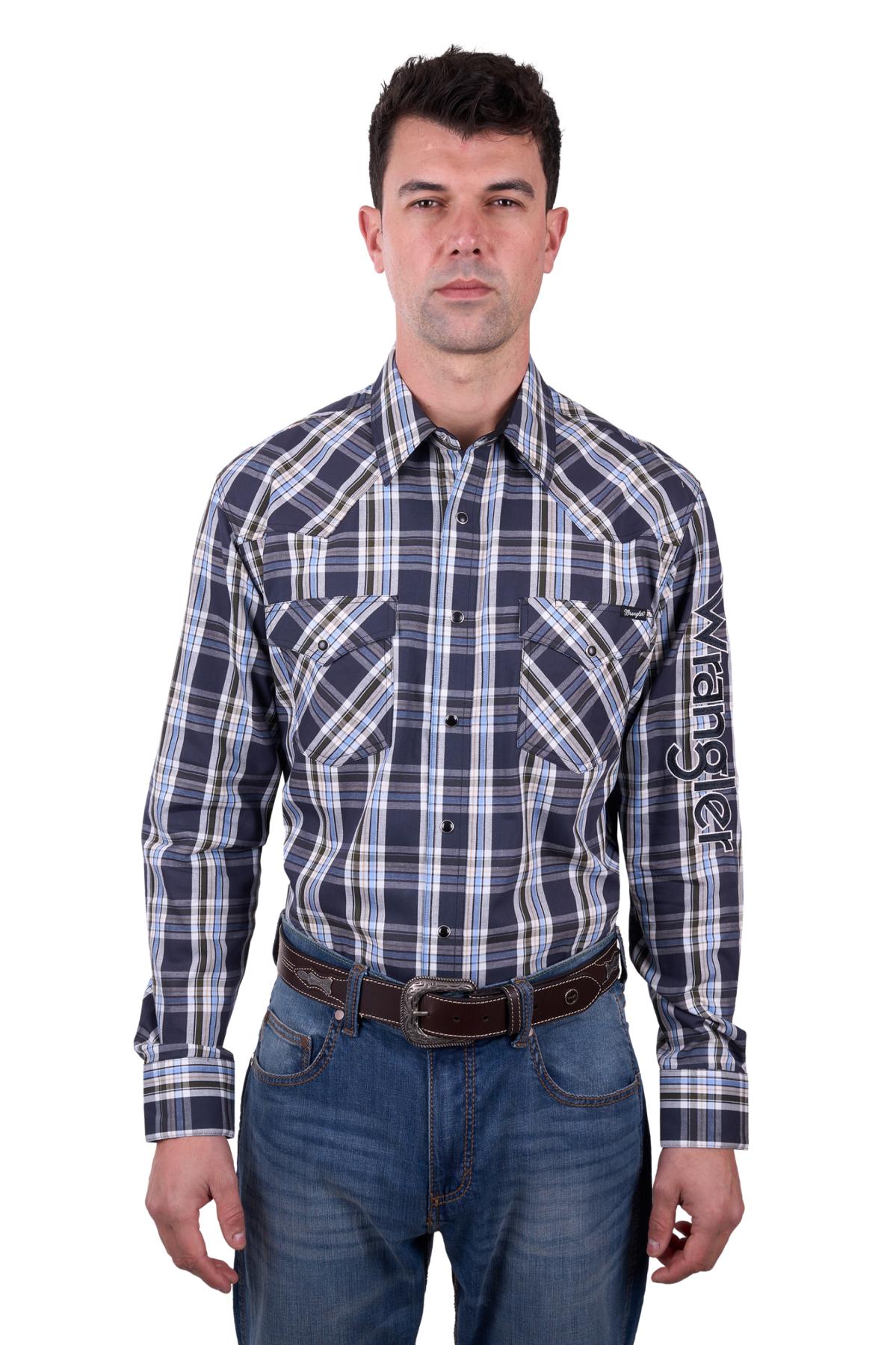 Wrangler Men's Finn Logo Long Sleeve Shirt - The Trading Stables