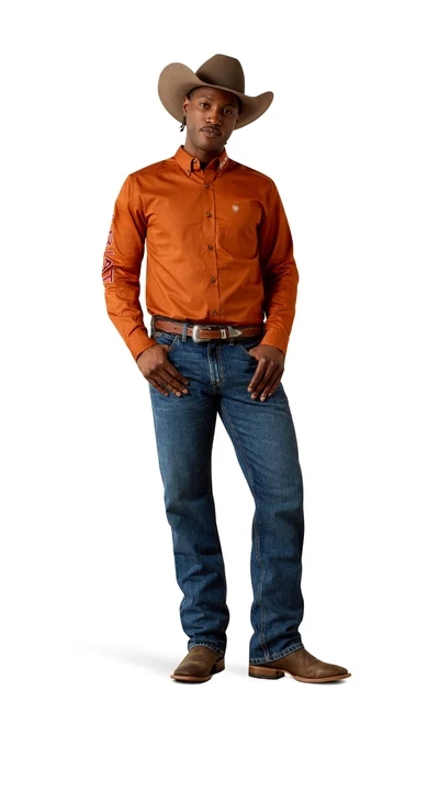 Ariat Mens Team Logo LS Twill Fitted Shirt