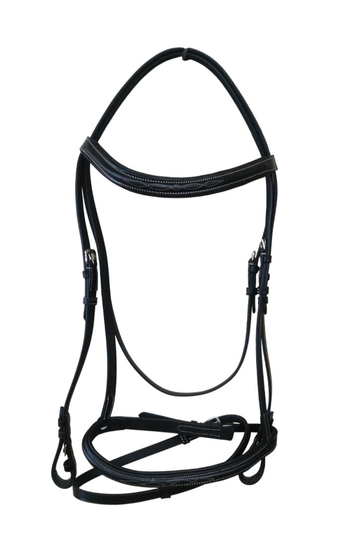 Chetak Snaffle Bridle with Reins - White Stitching - The Trading Stables