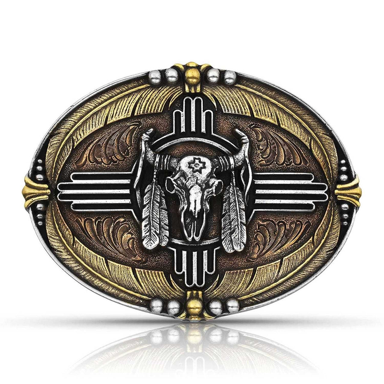 Montana Silversmiths Attitude Buckle - Feathers and Skull - The Trading Stables