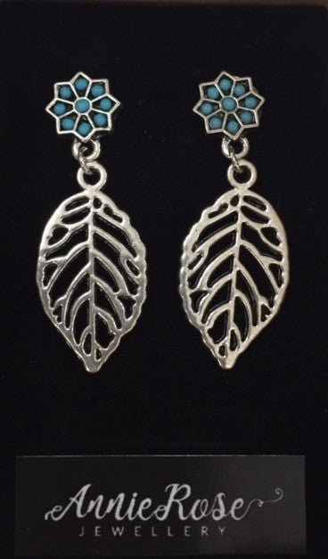 Annie Rose Turquoise Leaf Drop Earrings - The Trading Stables