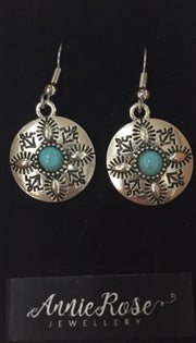 Annie Rose Silver & Turquoise Round Drop Earrings - The Trading Stables