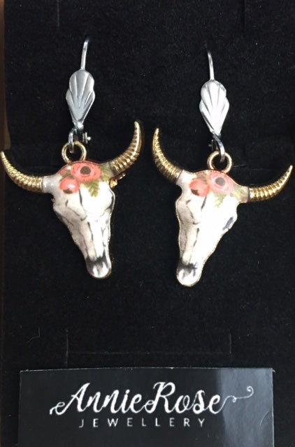 Annie Rose Painted Cow Head Earrings - The Trading Stables
