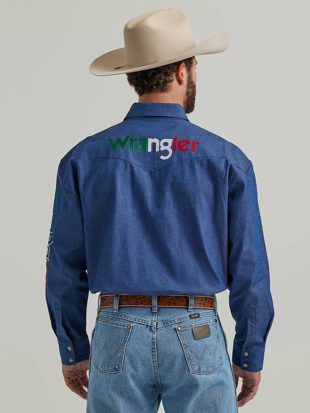 Wrangler Logo Mexico Long Sleeve Western Snap Shirt - The Trading Stables