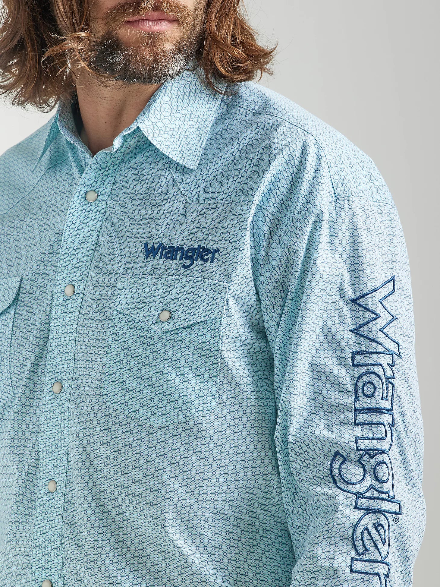 Wrangler Logo Western Long Sleeve Snap Shirt - The Trading Stables