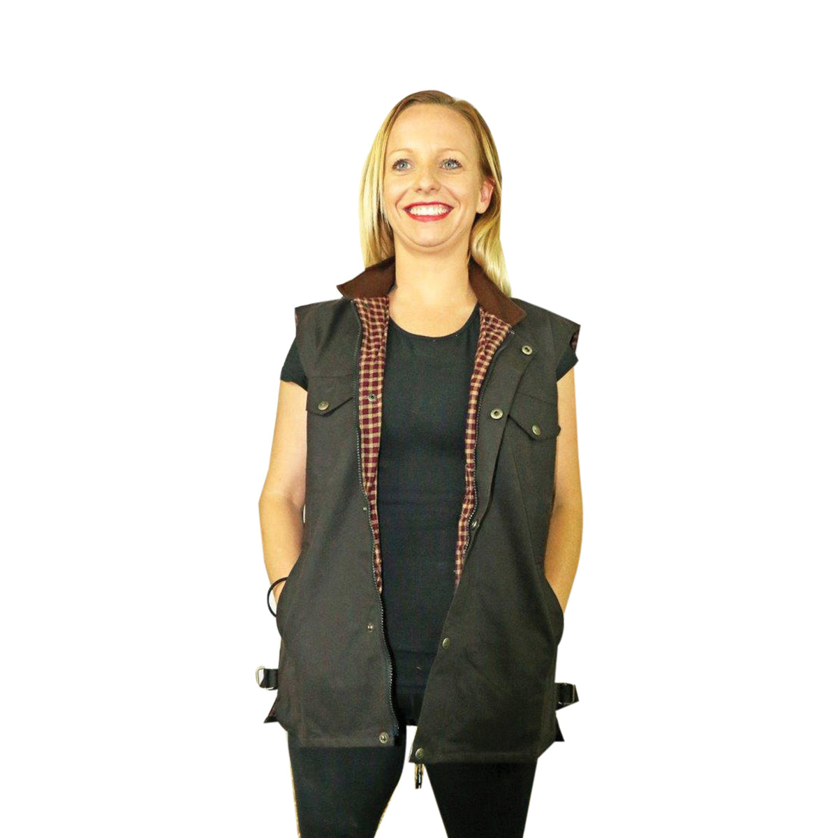 Nullarbor Oilskin Vest With Brown Fleece - The Trading Stables