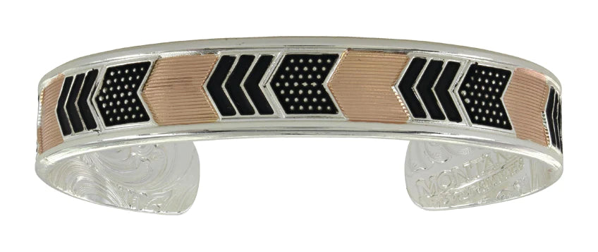 Montana Bracelet - Two toned layered chevrons cuff - The Trading Stables