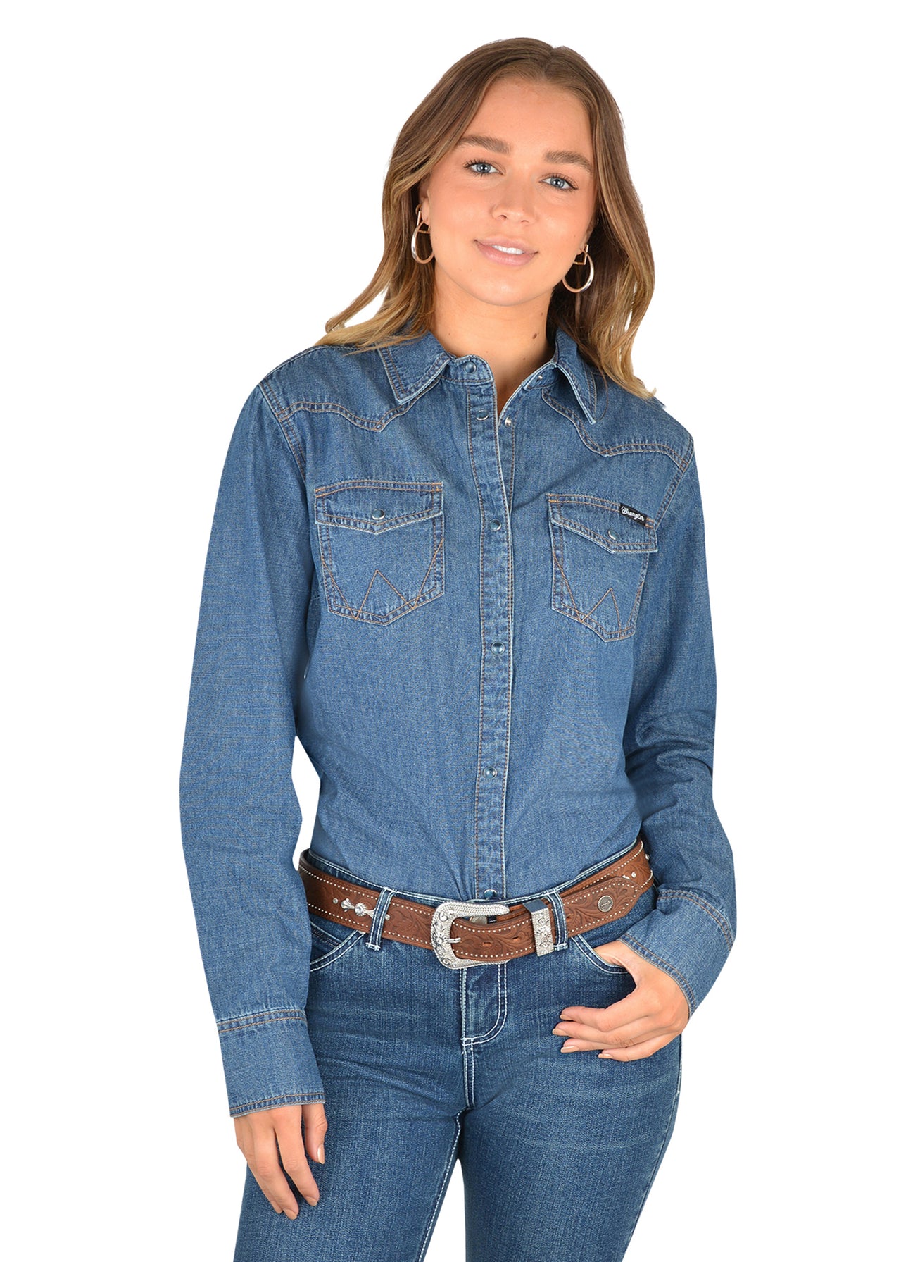 Wrangler Womens Jay Denim Western Shirt - The Trading Stables